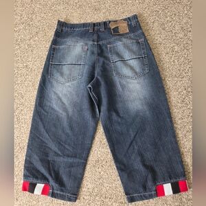 Vtg Raw Blue Baggy Denim Shorts 34 Y2K Jorts Thick Stitch‎